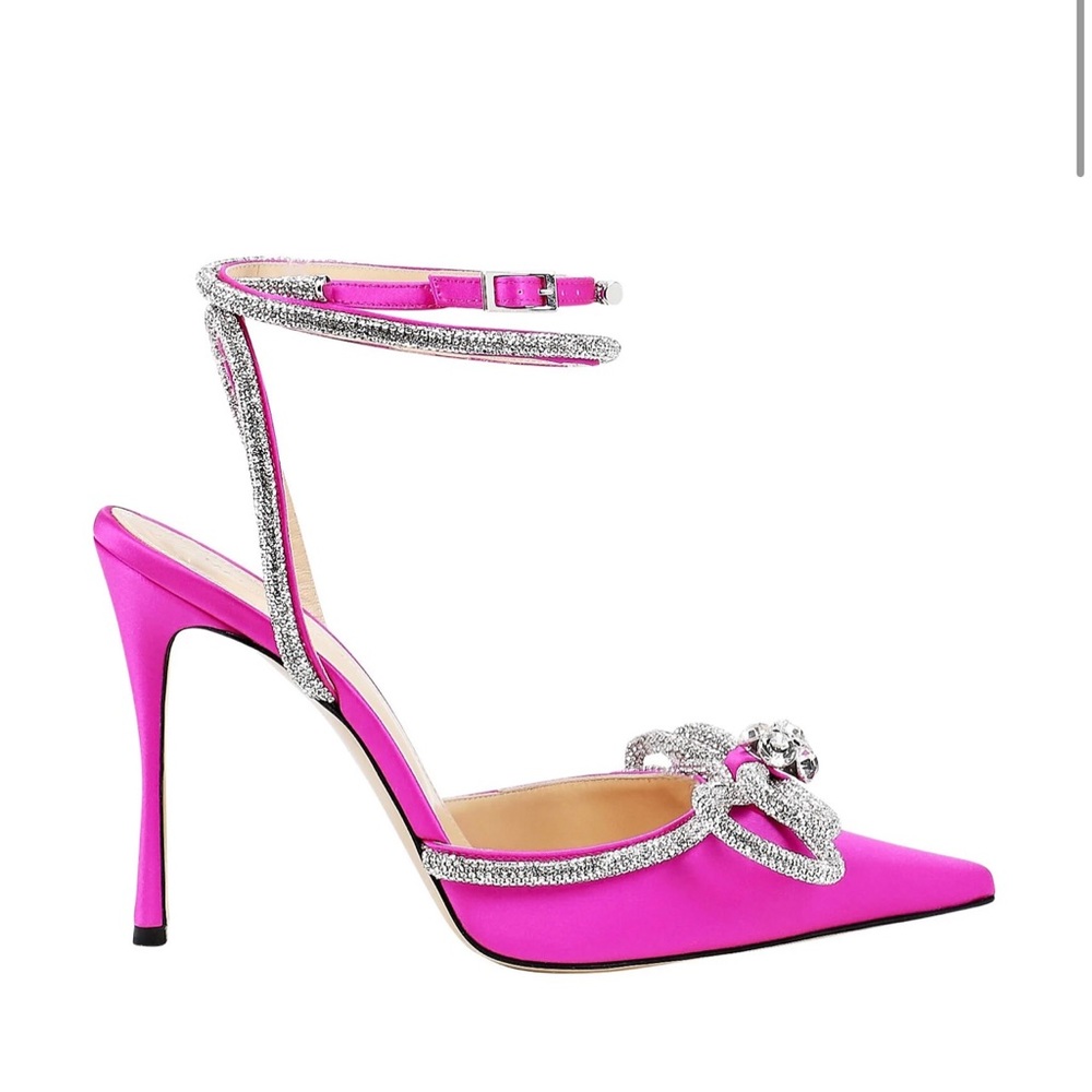 Mach & Mach | Crystal Double Bow Pointed Toe Pump | Size 40 / 10